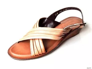 SESTO MEUCCI brown leather open-toe sandals shoes size 6.5 Italy 'Safty' -SOFT - Picture 1 of 3