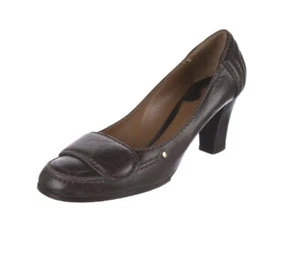 Zapatos de salón CHLOE cuero marrón punta redonda tacón de bloque talla 37 - Imagen 1 de 5