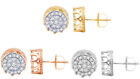10k Gold Crown 1CT Real Diamond Flower Cluster Stud Earrings 13MM