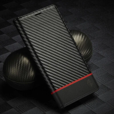 For Samsung A12 A22 A32 A51 A52 A72 Carbon Fibre Wallet Case Leather Flip Cover - Image 1 of 4