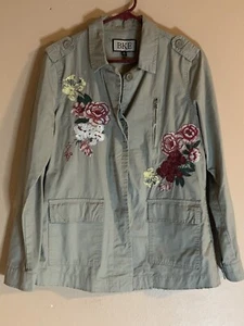 BKE Floral Embroidered Utility Jacket Woman Size Medium M - Picture 1 of 5
