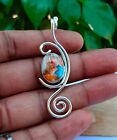 Oyster Copper Turquoise Gemstone Pendent 925 Sterling Silver Beautiful Pendent
