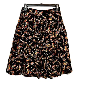 Falda acampanada con bolsillos LulaRoe para mujer talla S negra estampado de hojas plisada línea A - Imagen 1 de 6