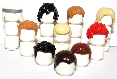 Lego 10 Hair Wig For Boy Man Minifigure Black Brown Ginger Blonde Spiky Set B