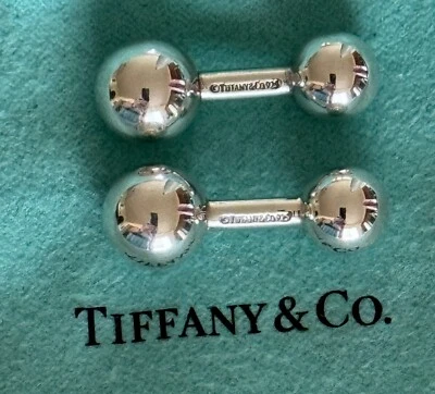 Abotoaduras de prata esterlina 925 Tiffany & Co. Barbell - Imagem 1 de 3