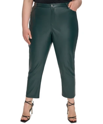 Calvin Klein Faux-Leather Straight-Leg Pants Malachite Plus Size 22W - Image 1 of 2