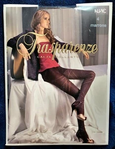 Alvie Trasparenze, hochwertige Strumpfhose mit Muster, Gr. 4, marrone, Neu, OVP - Bild 1 von 2
