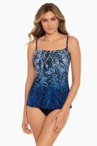 Miraclesuit Womens Boa Blues Python Jubilee Underwire Tankini Top Size 8 - Picture 1 of 6
