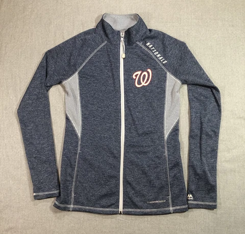 Washington Nationals Jacket Women’s M Majestic Thermabase Full Zip Lightweight Cover