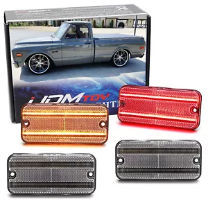 Clear Double Row Amber/Red Full LED Side Markers For 1968-72 Chevy/GM Pickup SUV - Picture 1 of 6