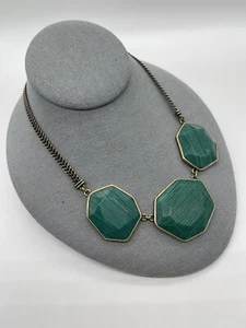 CHLOE & ISABEL Statement Necklace Teal Stones Set in Bronze Tone Metal Extender - Picture 1 of 8