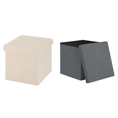 Faltbarer Sitzhocker mit Stauraum Fußhocker Polsterhocker Aufbewahrungshocker - Bild 1 von 4