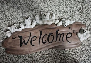 Quarry Critters Large Bear Bears WELCOME Sign #45439 18" x 8" - Picture 1 of 3