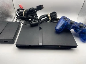 PS2 Slim Black Console W/Cables & 1 Controller - TESTED! Read Description! - Picture 1 of 10