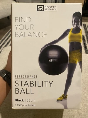 Sports Research Performance Stability Ball With Pump, 55 Cm, Great Condition - Image 1 of 4