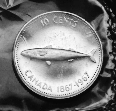 1967 10¢ uncirculated silver proof like coin - in original mint cellophane - Image 1 of 2