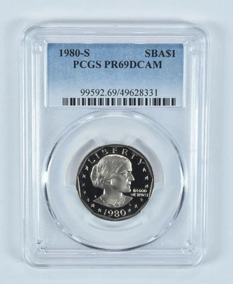 1980-S Susan B Anthony $1 PR69 DCAM PCGS etiqueta azul Foto 1 de 4