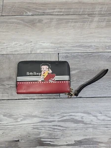 Cartera Betty Boop roja negra muñeca imitación cuero con correa pequeña - Imagen 1 de 5