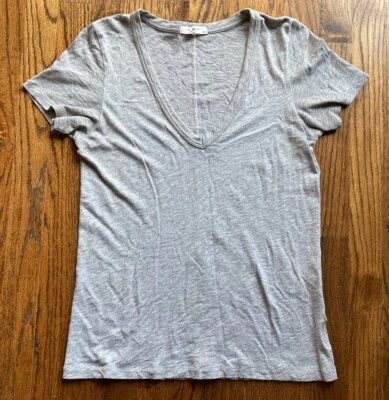 Camiseta Rag & Bone Gris Pima Algodón Cuello en V Ciudad Mínimo Lujo Para Mujer Talla XS Foto 1 de 4