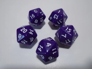 NEW RPG Dice Set of 5 D20 - Opaque Dark Purple - Picture 1 of 5
