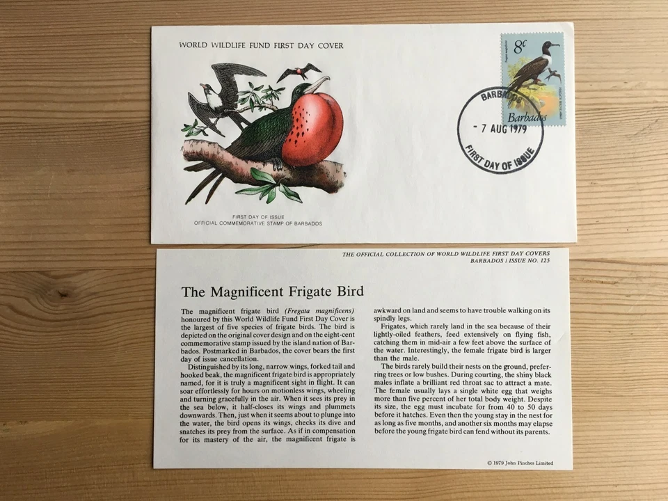 BARBADOS 1979 FDC WWF 125 BIRDS MAGNIFICENT FRIGATE - Image 1 of 1