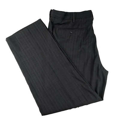 David Taylor Dress Pants Mens 40 x 32 Dark Gray Flat Front Straight Leg Classic - Image 1 of 4