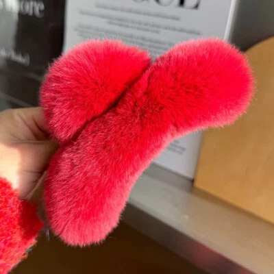 Pinza de pelo de piel de conejo real de 15 cm para mujeres y niñas Foto 1 de 3