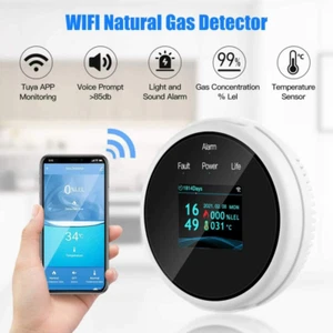 Gas Leak Detector WiFi Smart Natural Gas Leak Detector LCD Display APP Alarm NEW - Picture 1 of 10