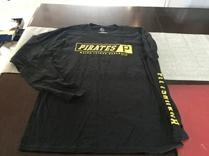 MENS MAJESTIC MLB PITTSBURGH PIRATES L/S LONG SLEEVE SHIRT MEDIUM BLACK NEW - Picture 1 of 3