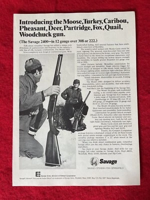 Combo de rifle/escopeta Savage 2400 1975 vintage anuncio impreso - solo anuncio Foto 1 de 4