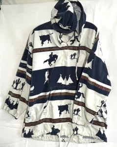 Vint. 90s Western Cotton Hoodie by ATLAST, Tribal, Tipees, Unisex Large - Bild 1 von 10