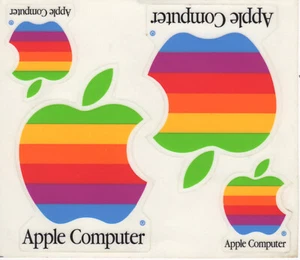 Vintage 80er Apple Macintosh Computer Aufkleber Sticker 4 Stickerbogen Regenbogen Mac - Bild 1 von 2