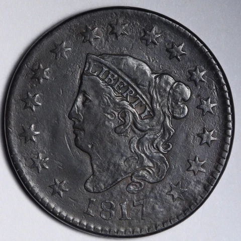 1817 15 STARS Coronet Head Large Cent CHOICE XF E119 ACLD Cover