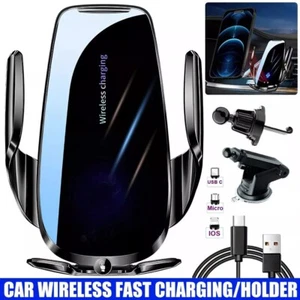 Wireless Car Charger 15W Fast Charging Phone Holder Automatic Clamping Mount UK - Picture 1 of 13