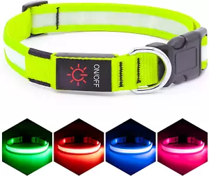 LED Dog Collar, Light up Dog Collar Adjustable USB Rechargeable Super Bright Saf - Picture 1 of 18