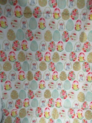 TELA DE HUEVO DE PASCUA FELIZ DE HOBBY LOBBY CONEJITOS Y POLLITOS EN HUEVOS 1 YARDA X 44 DE ANCHO Foto 1 de 4