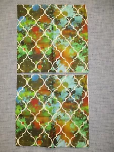 A Pair Of Moroccan Pattern Linen Pillowcases 18" X 18" A Set (2) - Picture 1 of 5