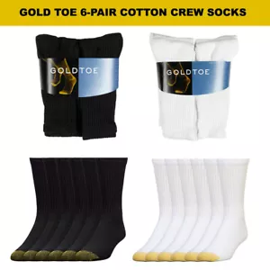 Gold Toe Men's 6 Pack Cotton Athletic Crew Socks - Picture 1 of 11