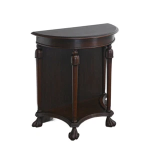 Halbrunder Konsolentisch Wandtisch antik Eichenholz dunkelbraun B: 65 cm -11672- - Bild 1 von 6