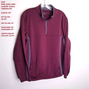GUC Nike Golf Men SMALL Therma-Fit Burgundy Red Long Sleeve Fleece - Picture 1 of 13