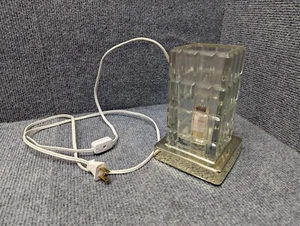 Vintage Crystal Gilbert Square Cut Block Clear and Gold Art Deco Lamp - works! - Picture 1 of 7