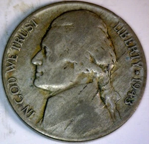1943 ERROR LAMINATION Jefferson Nickel SILVER Coin Defective Peeling Planchet NR - Picture 1 of 4