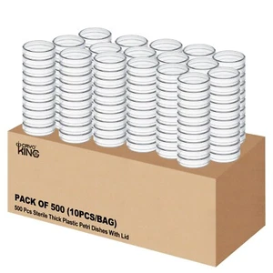 Sterile Petri Dishes with Lid 60×15mm, 500 Pack Plastic Culture Dishes for Lab - Picture 1 of 5