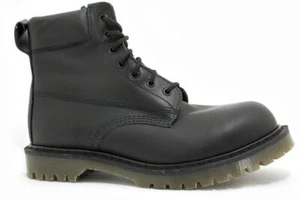 Zapatos Solovair NPS Hechos en Inglaterra 7 Agujeros Negro Graso Acolchado Cuello Stahlkap - Imagen 1 de 12
