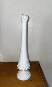 Vintage Hobnail White Milk Glass Footed Bud Vase - Picture 1 of 10