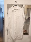 Anthropologie Women's White Linen Button Up Tunic Top Size Small