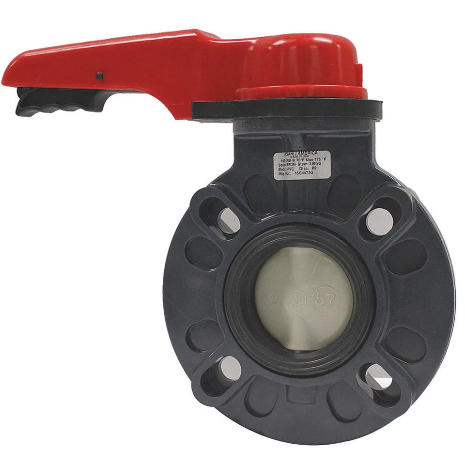 ASAHI 173730030 Butterfly Valve,3" Pipe Size,PVC 49FD23 - Image 1 of 1