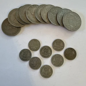 Joblot of British Sixpence And Half Crown Coins George IV Elizabeth 18 Coins - Picture 1 of 8