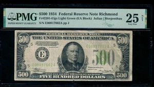 AC 1934 $500 FIVE HUNDRED DOLLAR BILL Richmond LGS PMG 25 NET - Picture 1 of 2