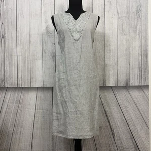 Lina Tomei Women's XL Gray 100% Linen Made in Italy Sleeveless Shift Dress - Picture 1 of 9